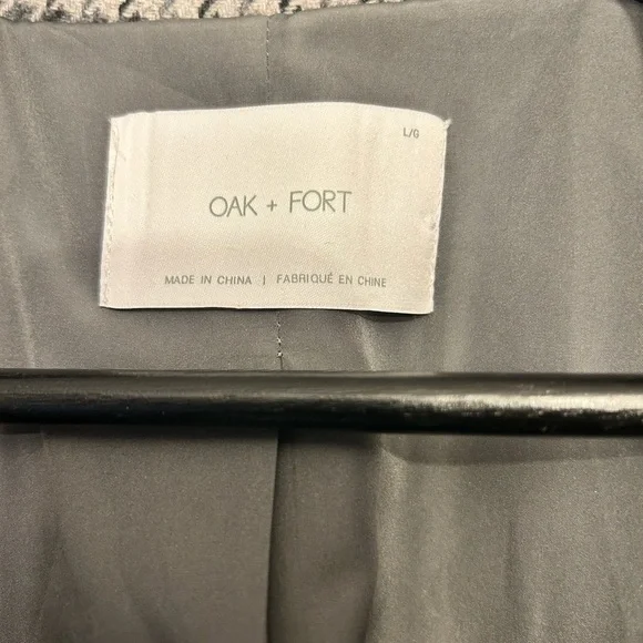 OAK + FORT Gray and Blue/Black Houndstooth Wool Blend Coat - Picture 7 of 7